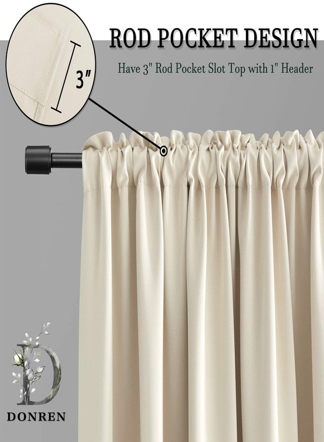 DONREN Thermal Room Darkening Draperies Window Curtain Panels - Easy Care Solid Rod Pocket Curtains for Dining Room (52 W x 96 L,2 Panels,Cream Beige) - Image 4